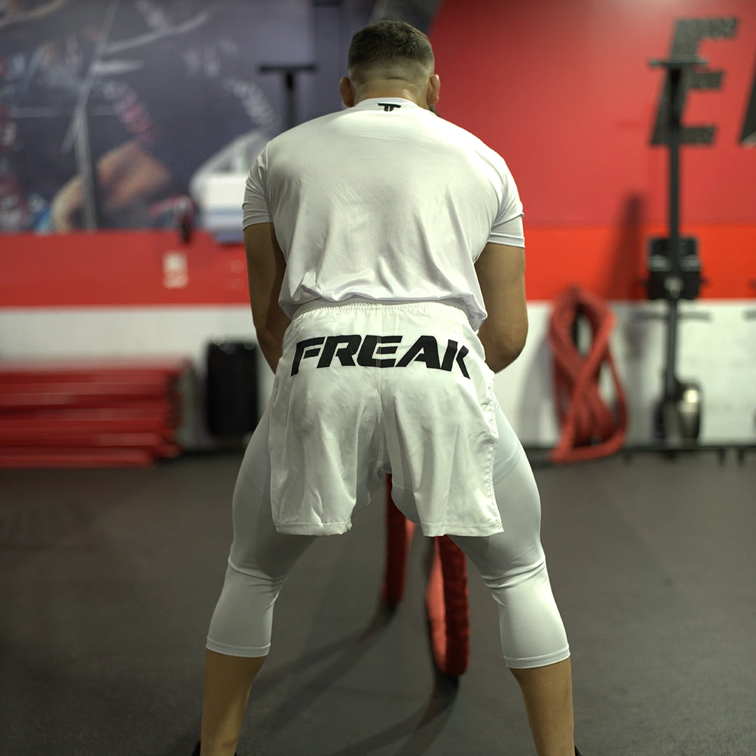 WHITE - HIGH SLIT MMA FIGHT SHORTS