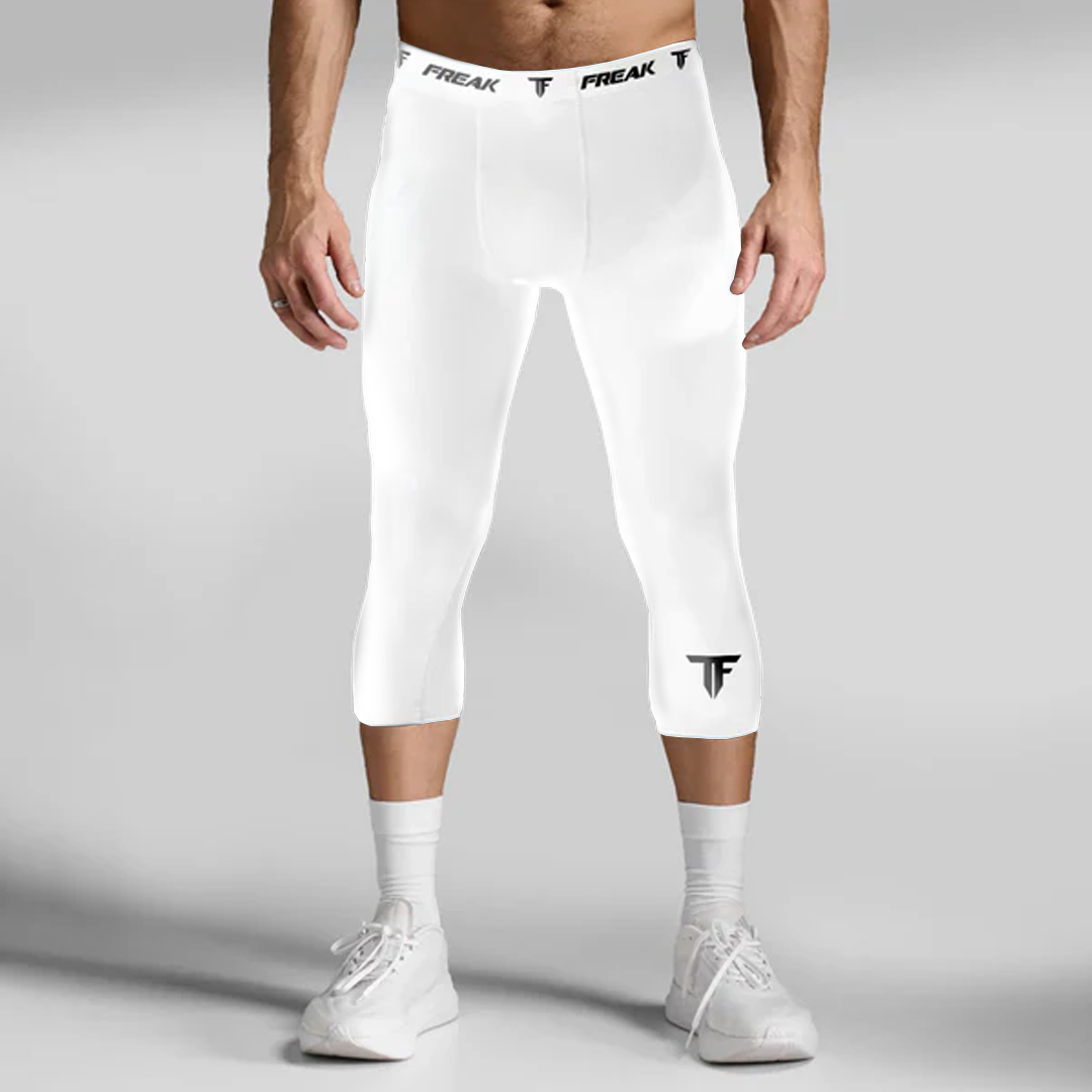 WHITE - 3/4 DRI-FIT COMPRESSION TIGHTS